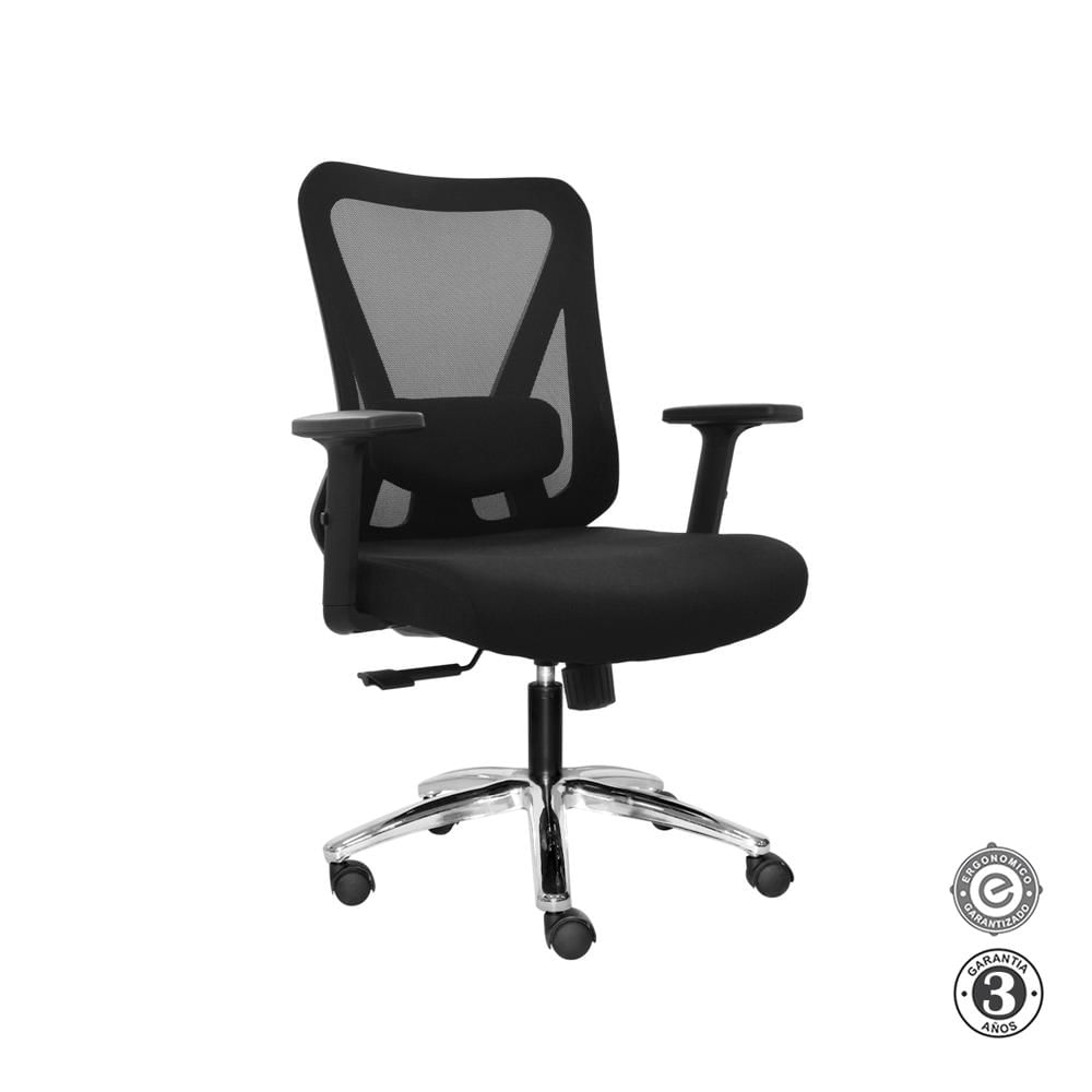 Silla Ergonómica Dolfin Syncro Brazos 3D Gerente Cromado Negro Althea Confort