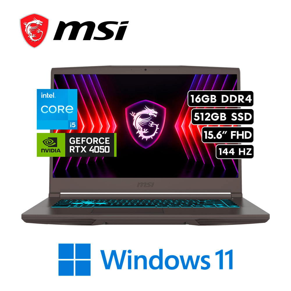 MSI Thin 15 B13VE Core i7 13620H 16GB DDR4 512GB SSD RTX 4050 6GB 15.6 Full HD 144Hz Win11