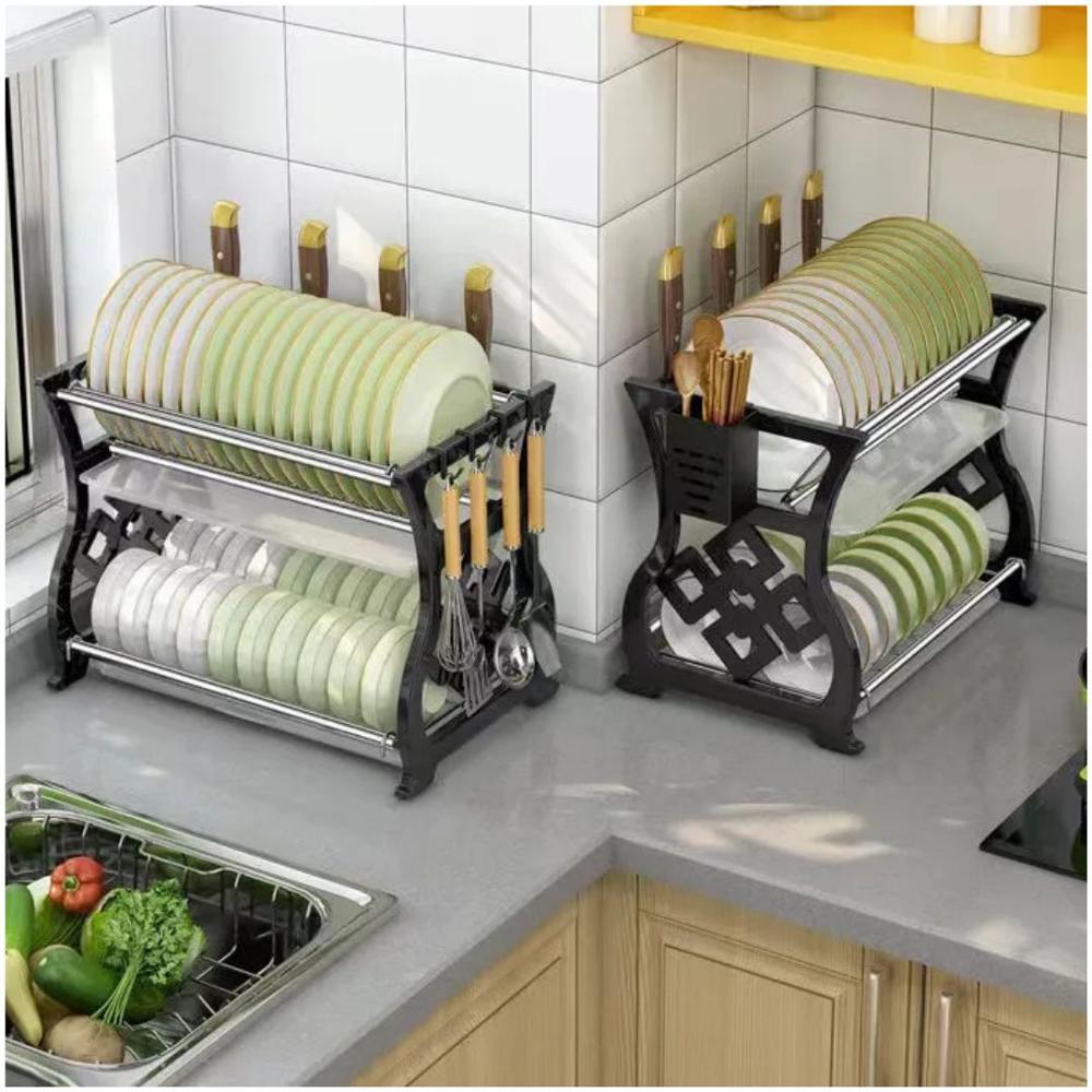 Escurridor de Platos Vasos 2 Niveles con Sistema de Drenaje 34.5x42.5x28.5cm