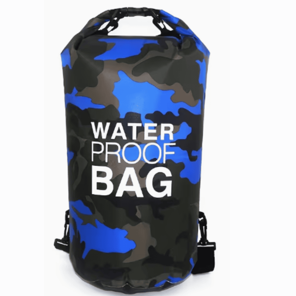 Bolsa Morral Sumergible Anti Agua Impermeable Para Viajes 5lts Azul Camuflado