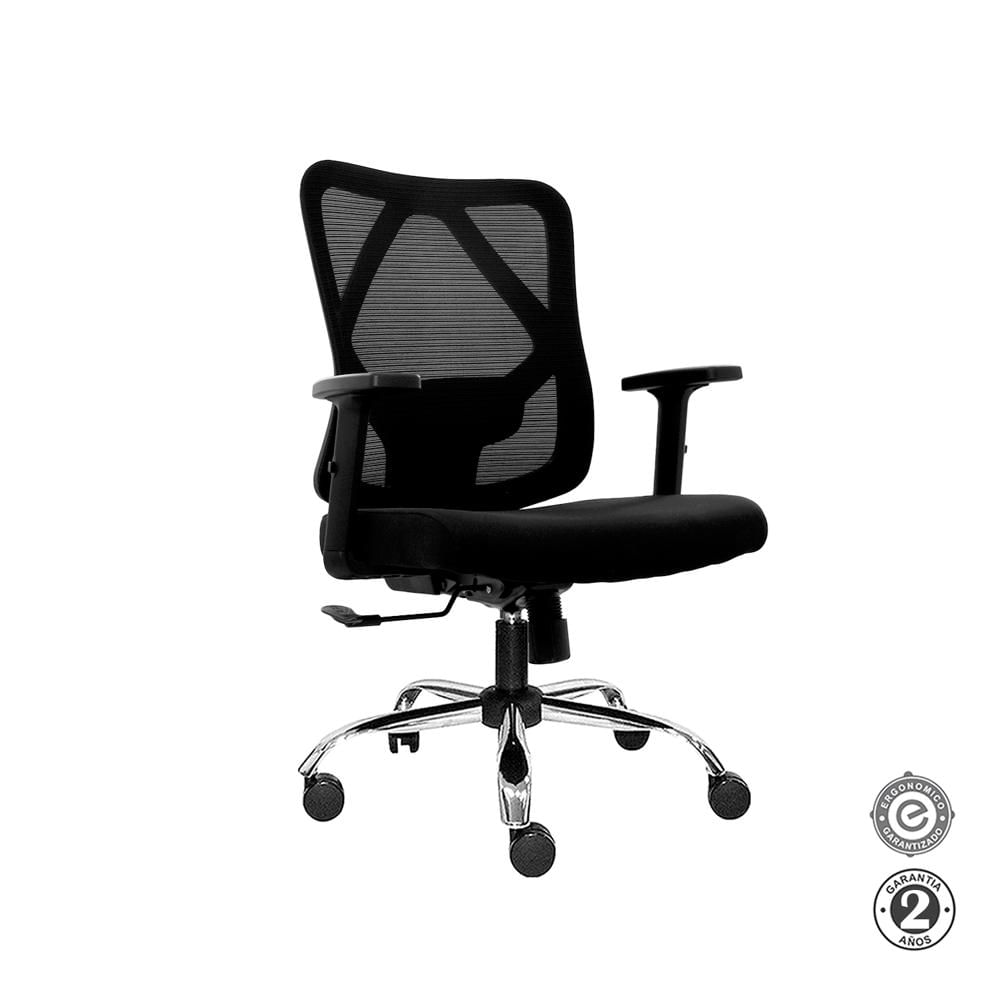 Silla Ergonómica Enko Gerente Cromada Negro Althea Confort