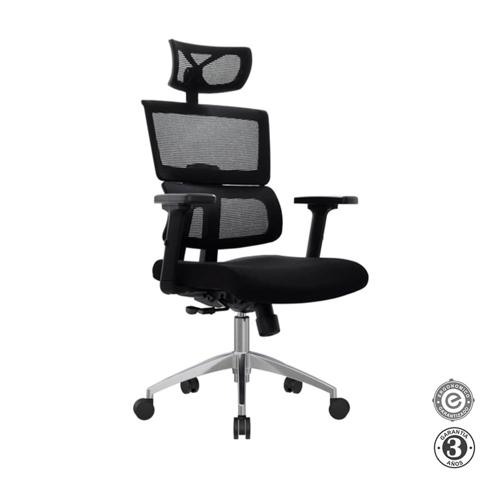 Silla Ergonómica Flip Presidente 3D Aluminio Negro Althea Confort