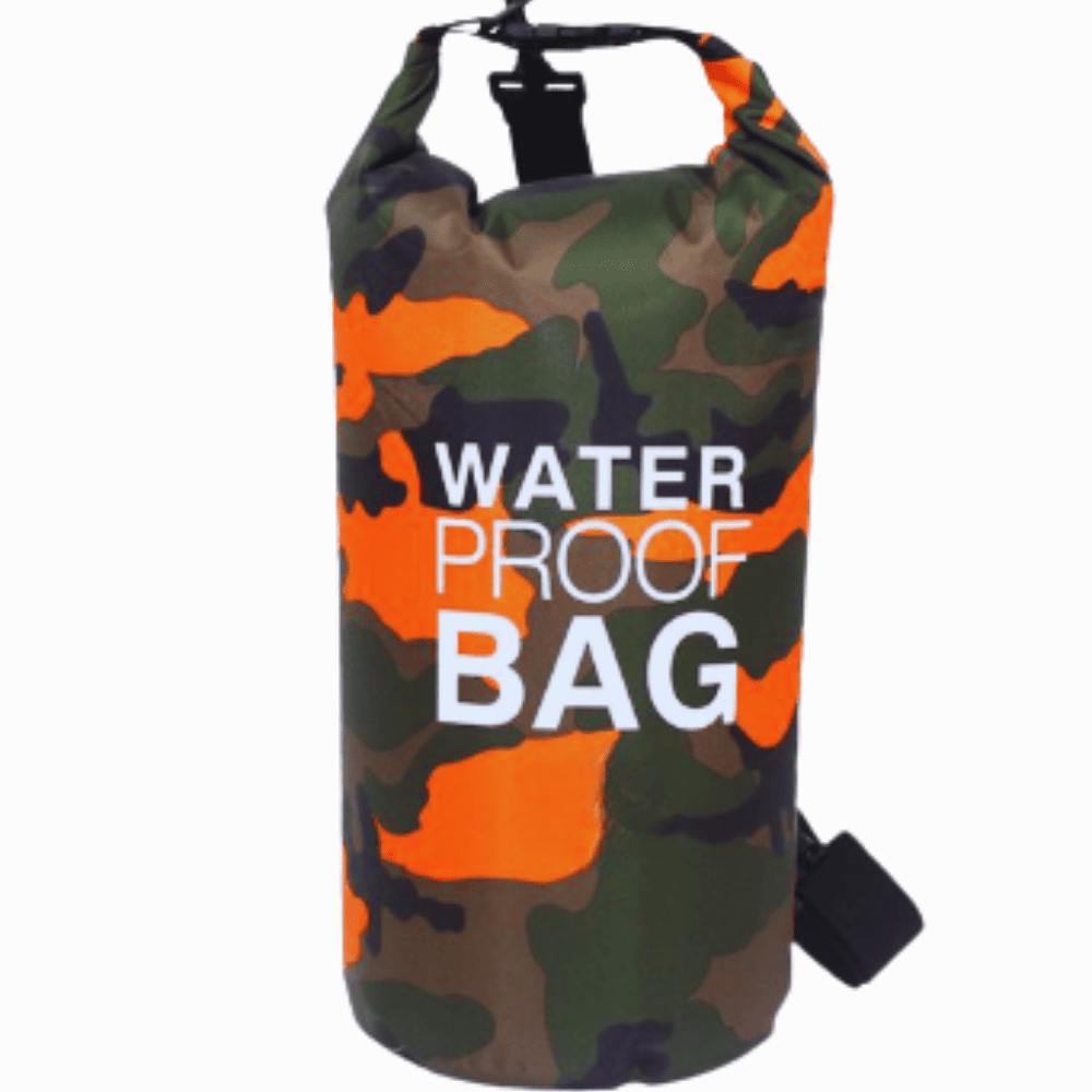 Bolsa Morral Sumergible Anti Agua Impermeable Para Viajes 5lts Naranja Camuflado