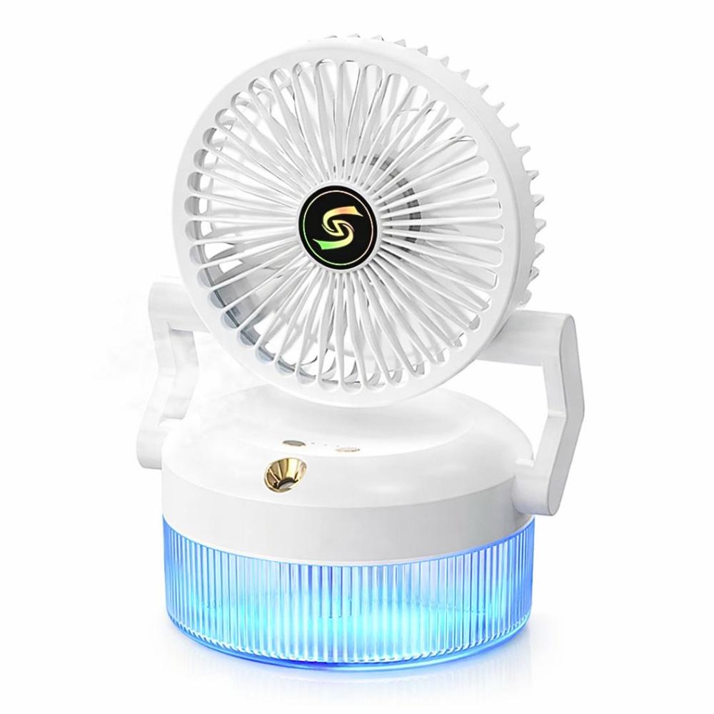Ventilador de Escritorio con Humidificador y Luz Ambiental, 3 Velocidades y Carga Tipo C SGD-168