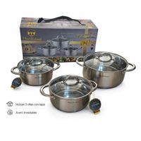 Juego De Ollas Haus Roland Acero Inoxidable 6 Piezas Con Tapas