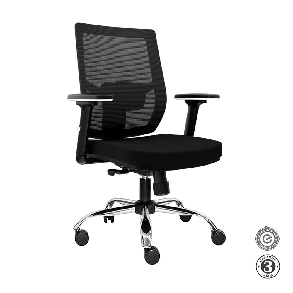 Silla Ergonómica Lims Syncro Brazos 3D Gerente Cromado Negro Althea Confort