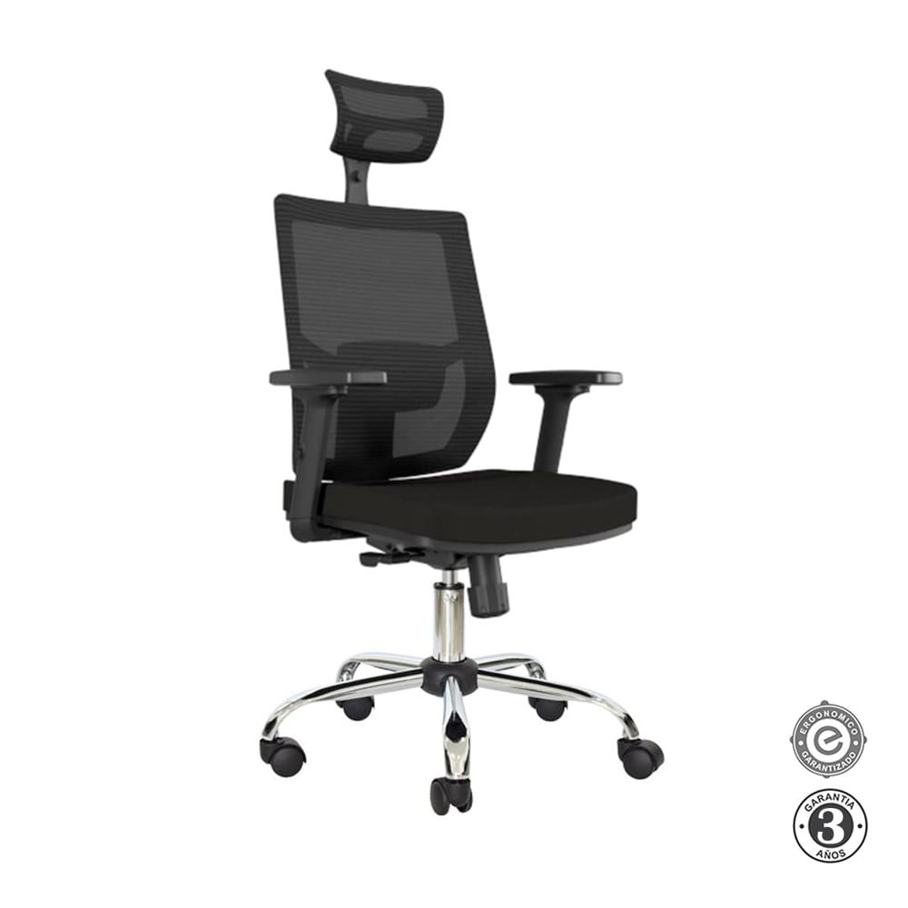 Silla Ergonómica Lims Syncro Brazos 3D Presidente Cromado Negro Althea Confort