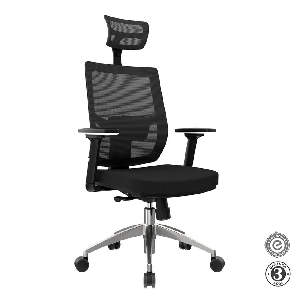 Silla Ergonómica Lims Syncro Brazos 3D Presidente Aluminio Negro Althea Confort