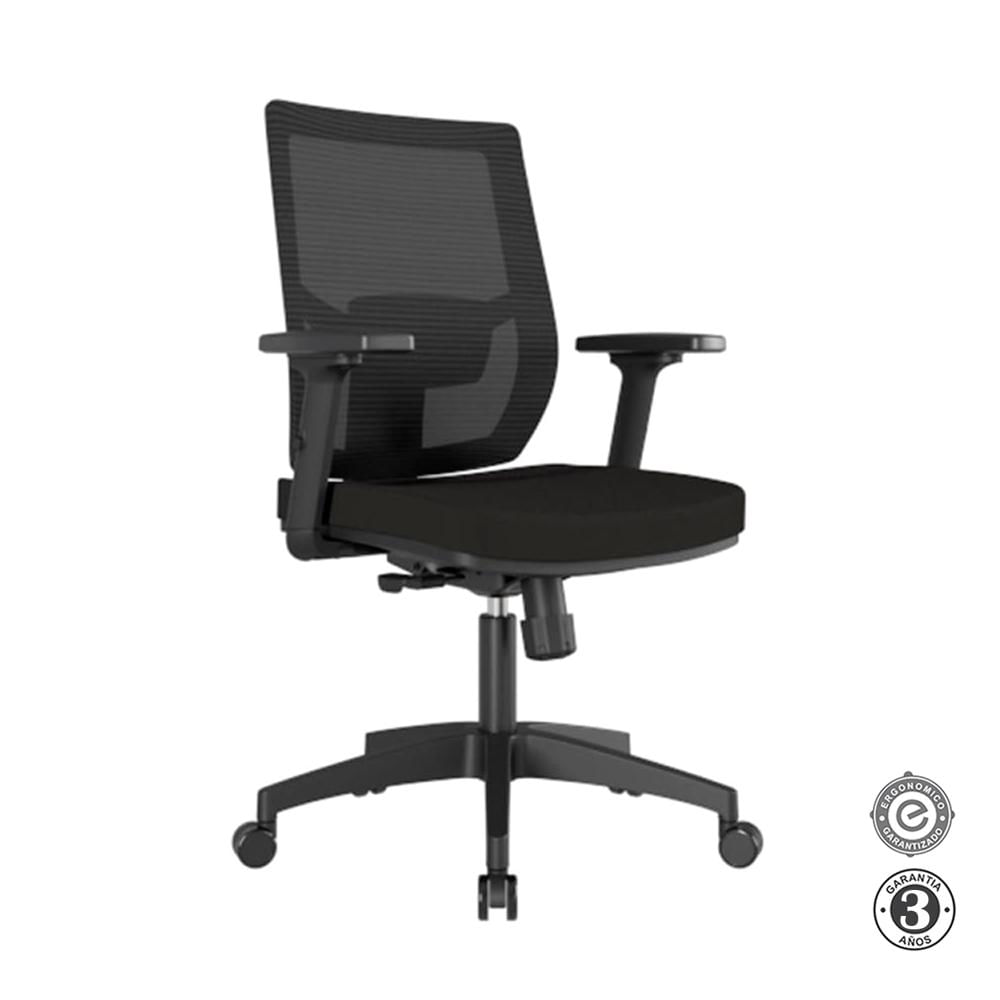 Silla Ergonómica Lims Syncro Brazos 3D Gerente Nylon Negro Althea Confort