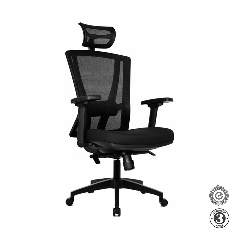 Silla Ergonómica Winner Presidente Brazos 3D Nylon Negro Althea Confort