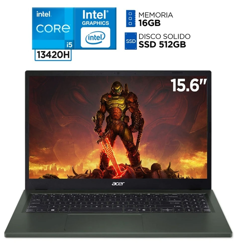 LAPTOP ACER CORE I5 13420H RAM 16GB DDR5 SSD 512GB PANTALLA 15.6 FHD