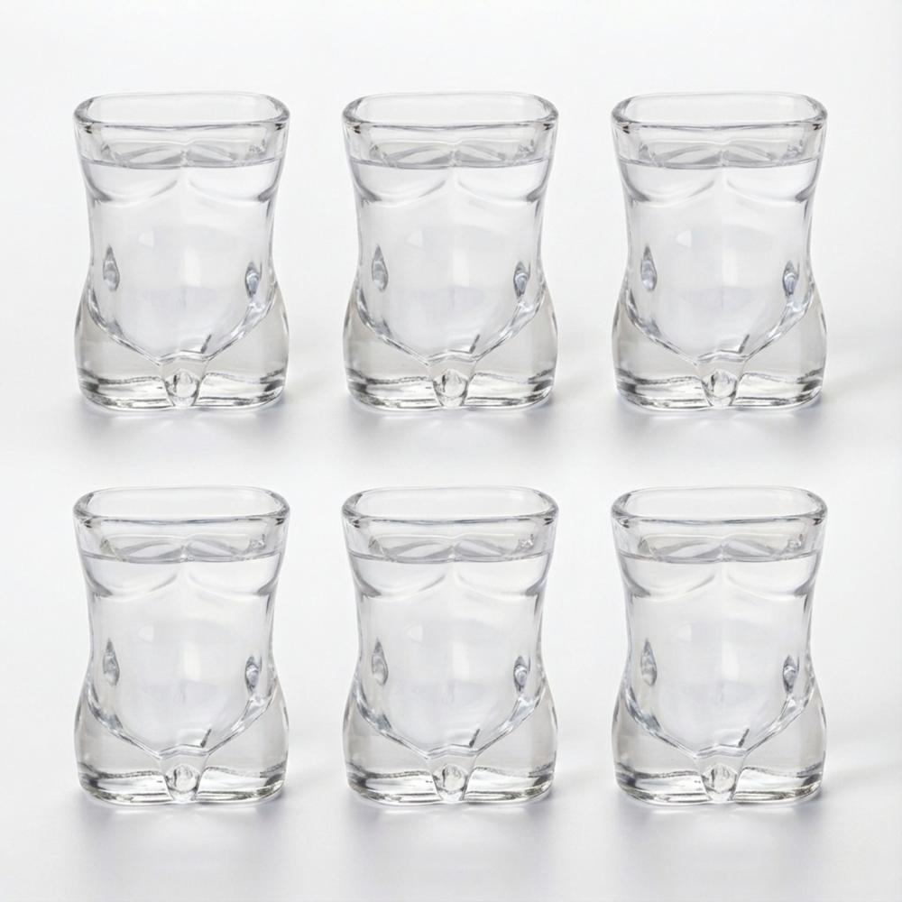 Vasos Shot de Vidrio con Silueta Masculina Set x6