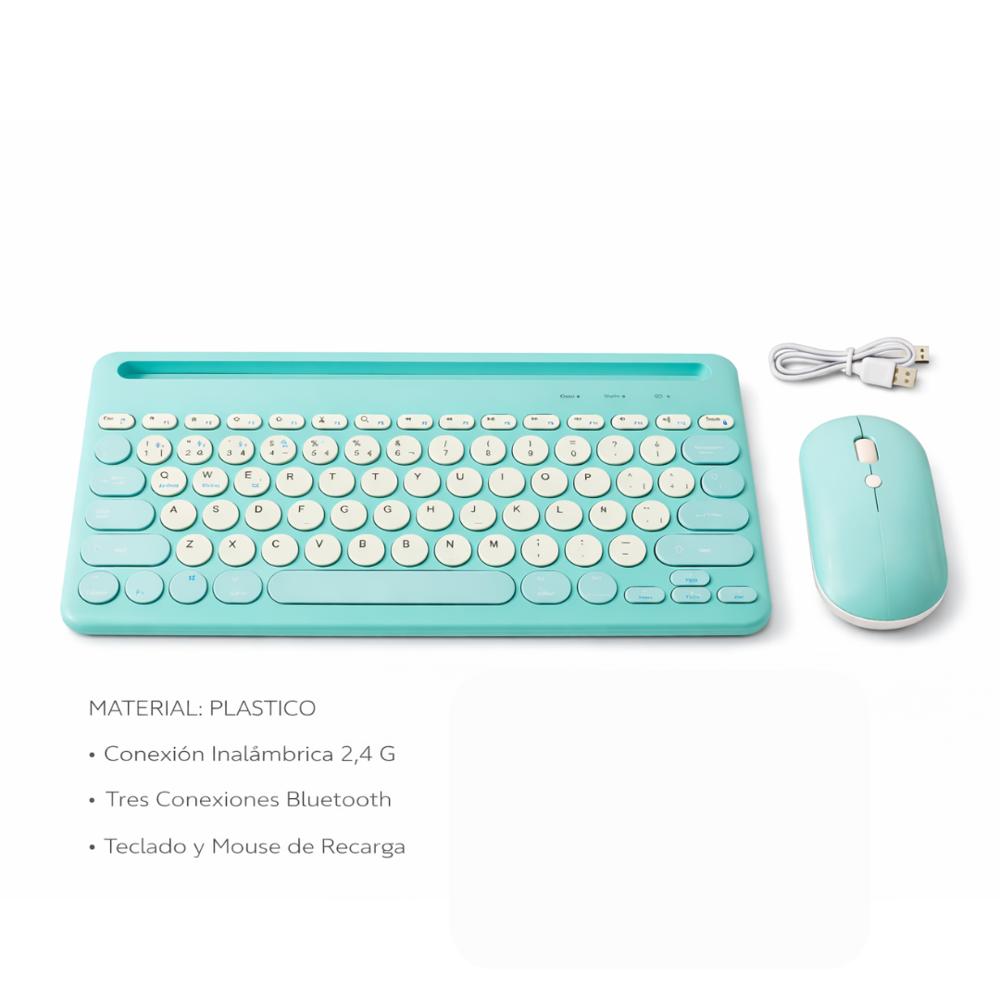COMBO TECLADO Y MOUSE COLOR MENTA