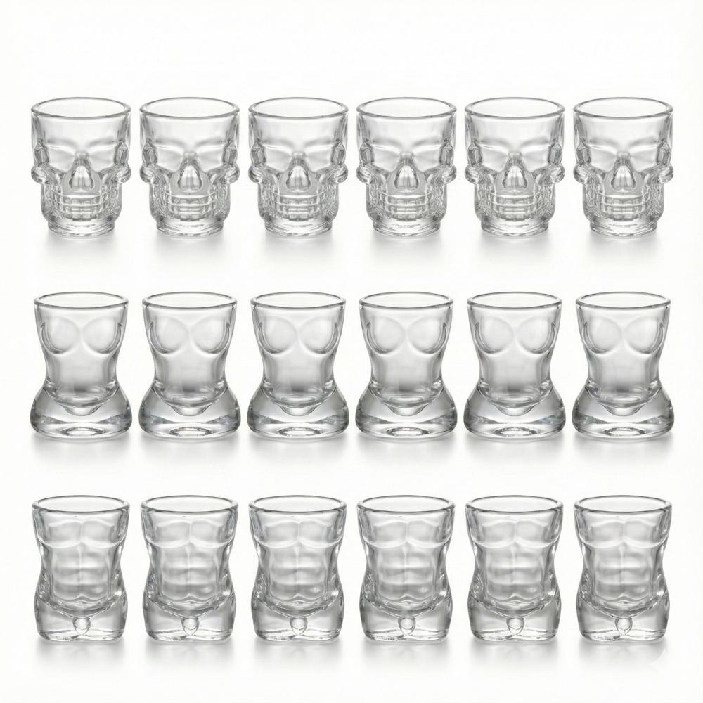 Vasos Shot de Vidrio con Diseños Originales Set x18