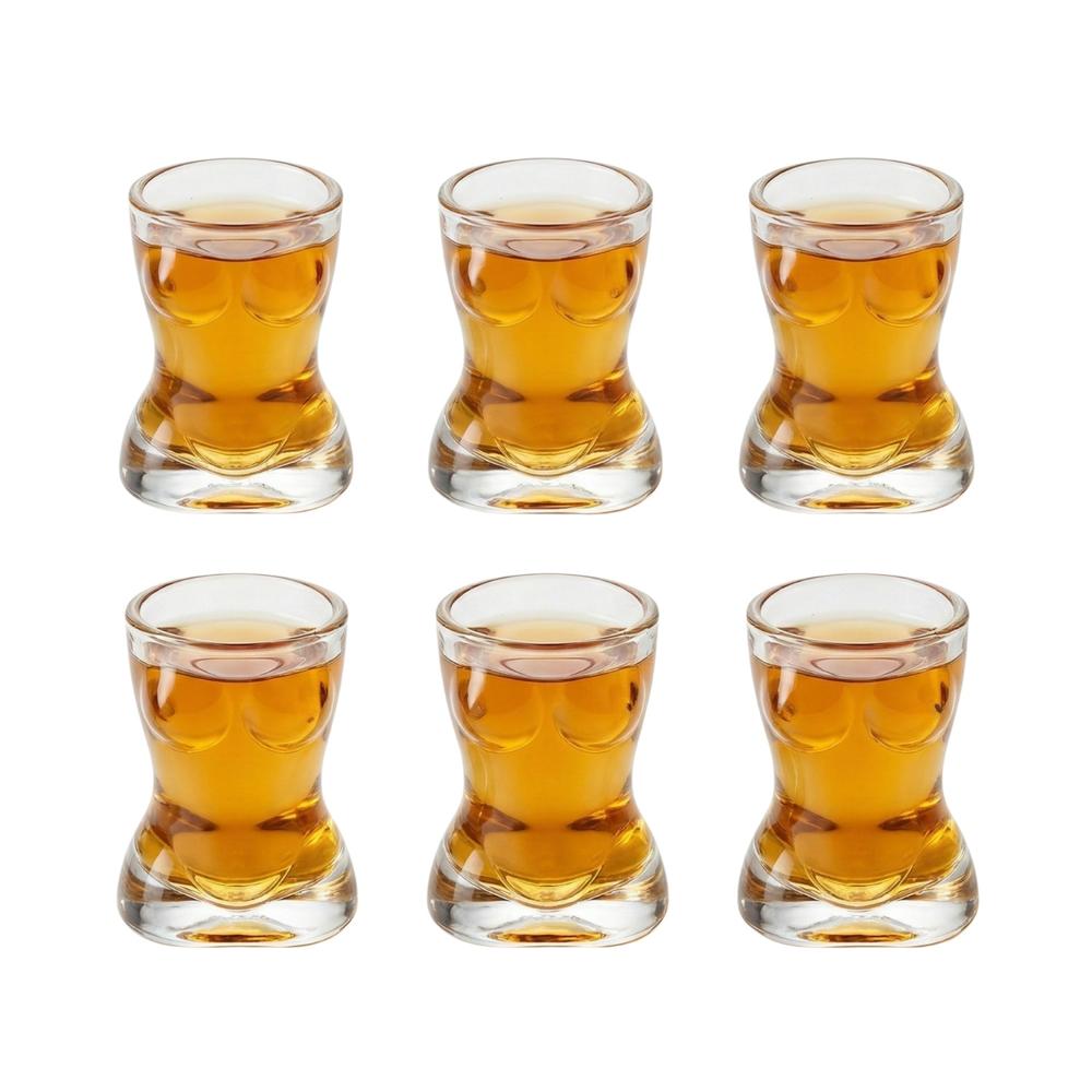 Vasos Shot Cuerpo de Mujer en Vidrio 45ml x6 Und