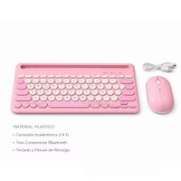 COMBO TECLADO Y MOUSE COLOR ROSADO