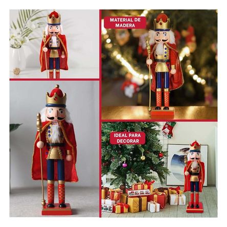 Cascanuez con Corona, Capa y Baston en Color Rojo Cascanuez con Corona, Capa y Baston en Color Rojo