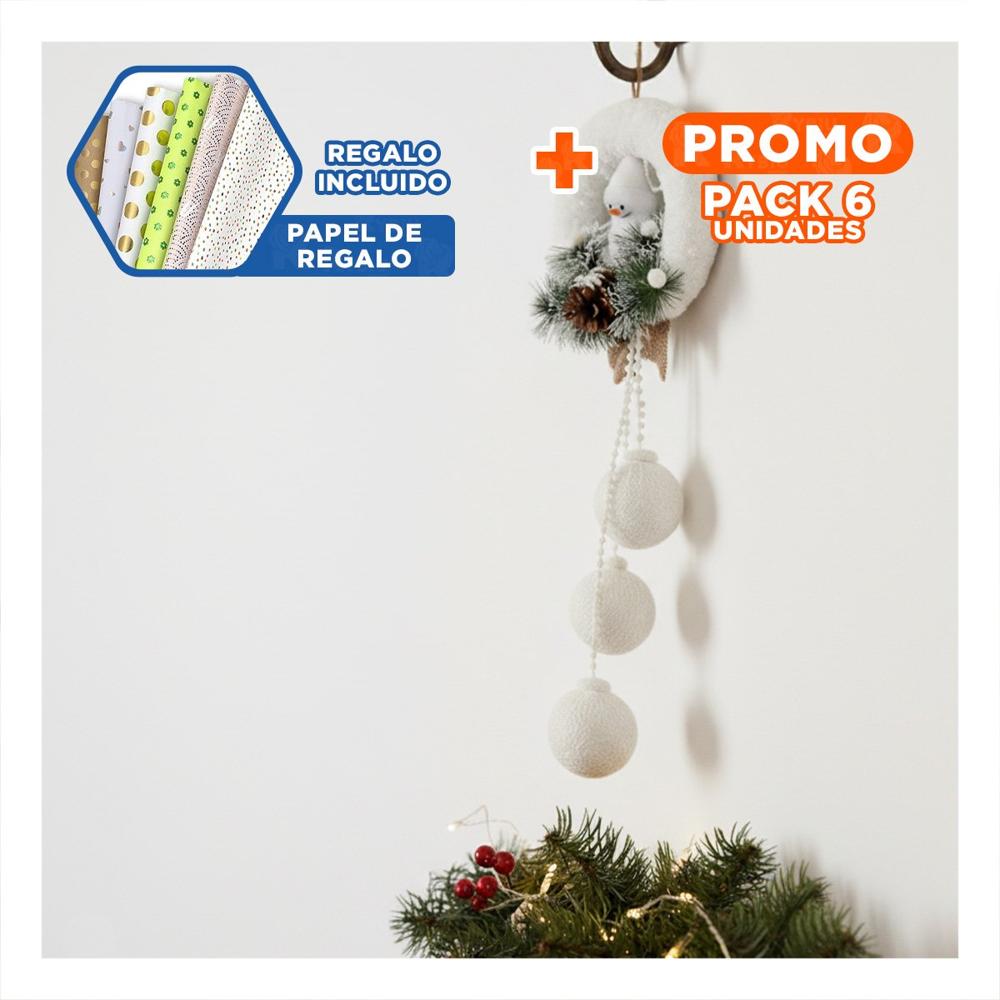 Pack6 Decoracion Muñeco de Nieve en Blanco Y+Papel de Regalo