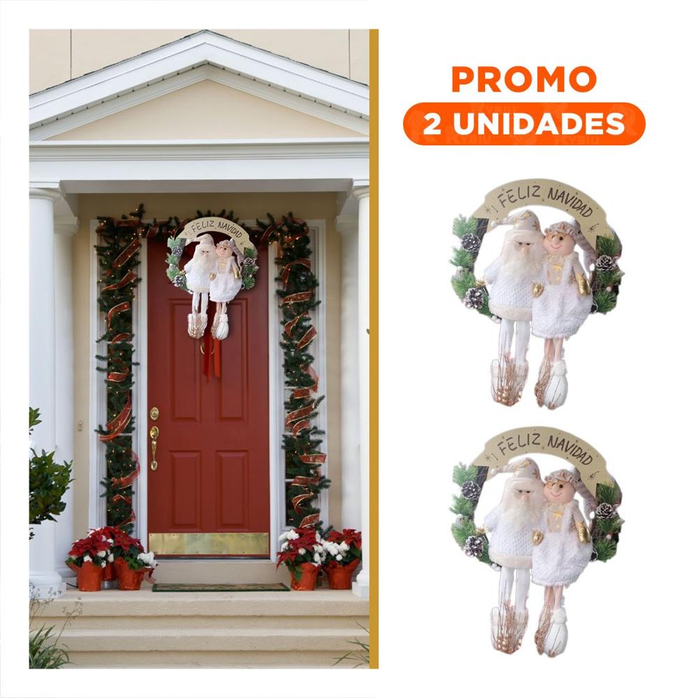 Pack2 Adorno de Corona para Navidad 2 Muñeos en Blanco Pack2 Adorno de Corona para Navidad 2 Muñeos en Blanco