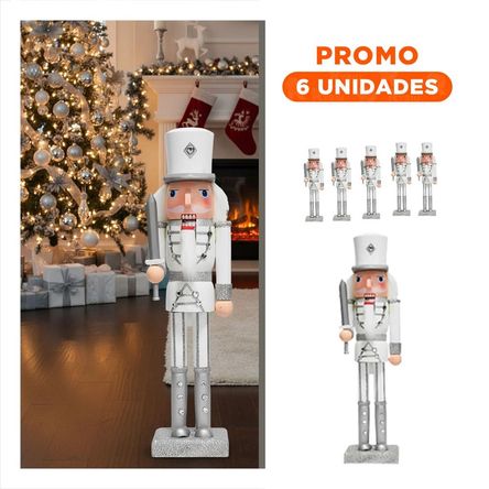 Pack6 Cascabelin de Decoracion Navideña en Plata Blanco