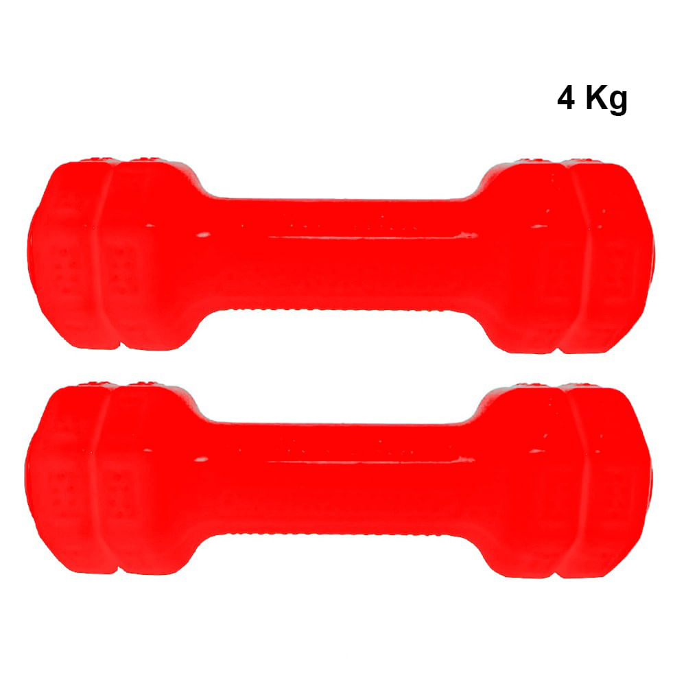 Par de Mancuernas Plastificadas x 4 kg Rojo