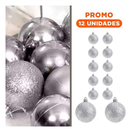 Pack12 Decoracion de Pino Estilo Navidad Plateado Pack12 Decoracion de Pino Estilo Navidad Plateado