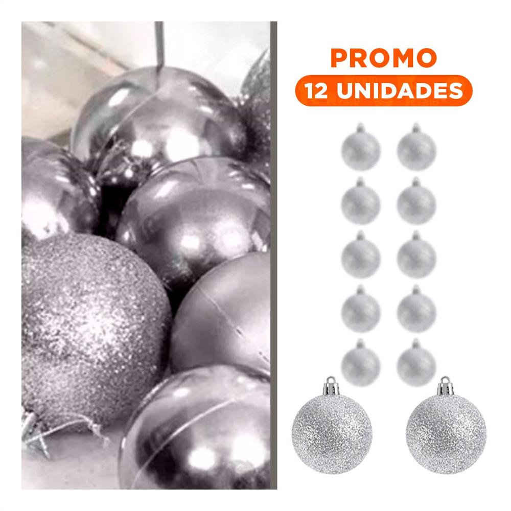 Pack12 Decoracion de Pino Estilo Navidad Plateado