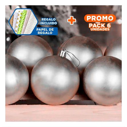 Pack6 Adorno Mate con Escarchado Plateado Y+Papel de Regalo Pack6 Adorno Mate con Escarchado Plateado Y+Papel de Regalo