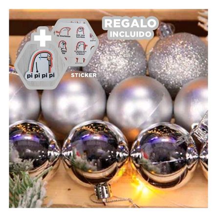 Bolas Decorativas Textura Mate en Plateado Y+Regalo Stickers Bolas Decorativas Textura Mate en Plateado Y+Regalo Stickers