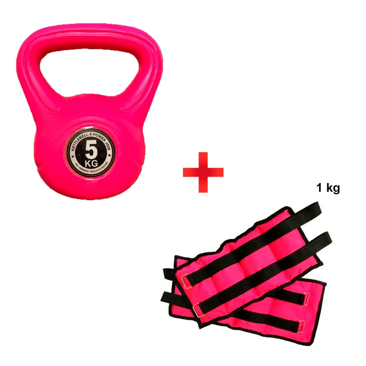 Pesa Rusa 5kg Rosada + Tobilleras 1kg Rosadas