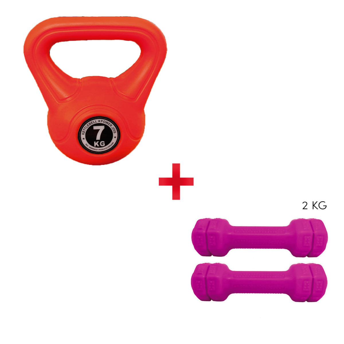 Pesa Rusa 7kg Anaranjada + Mancuernas 2kg