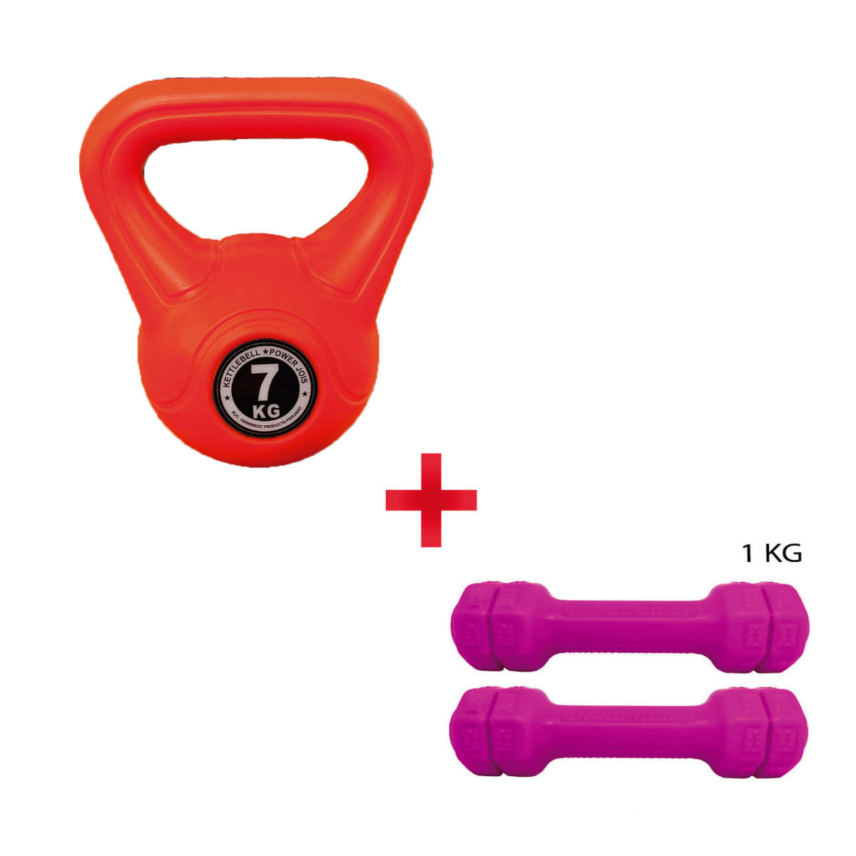 Pesa Rusa 7kg Anaranjada + Mancuernas 1kg