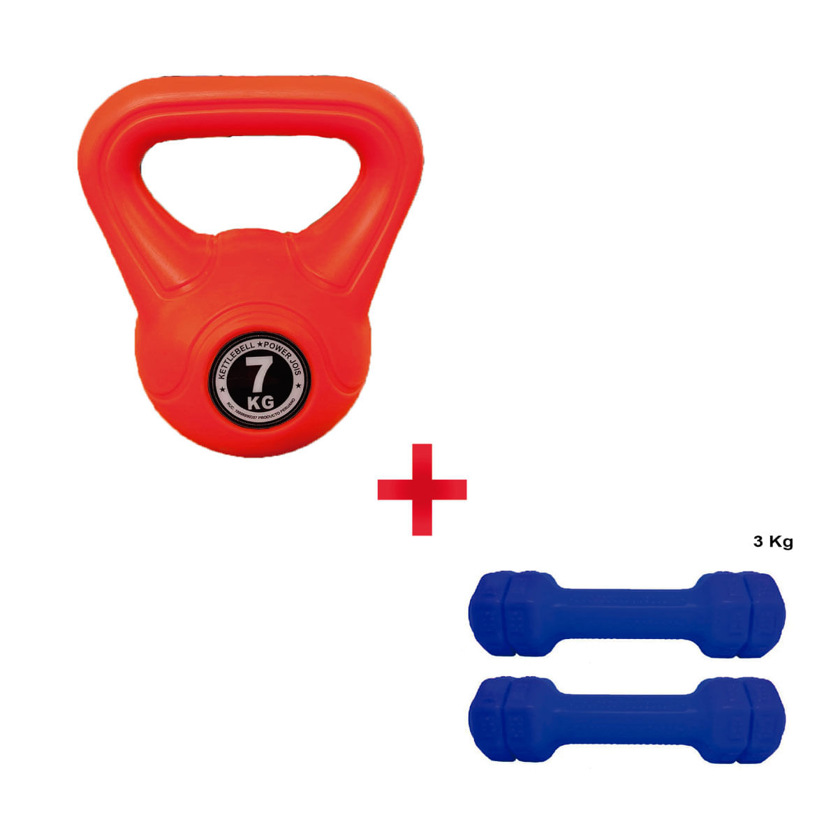 Pesa Rusa 7kg Anaranjada + Mancuernas 3kg