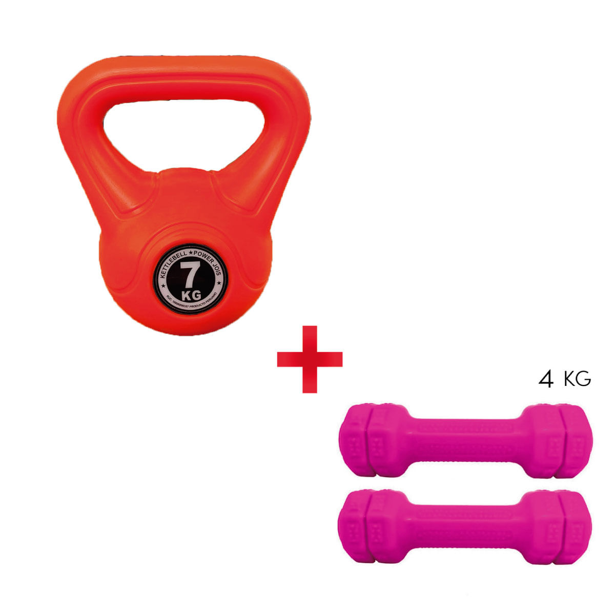 Pesa Rusa 7kg Anaranjada + Mancuernas 4kg