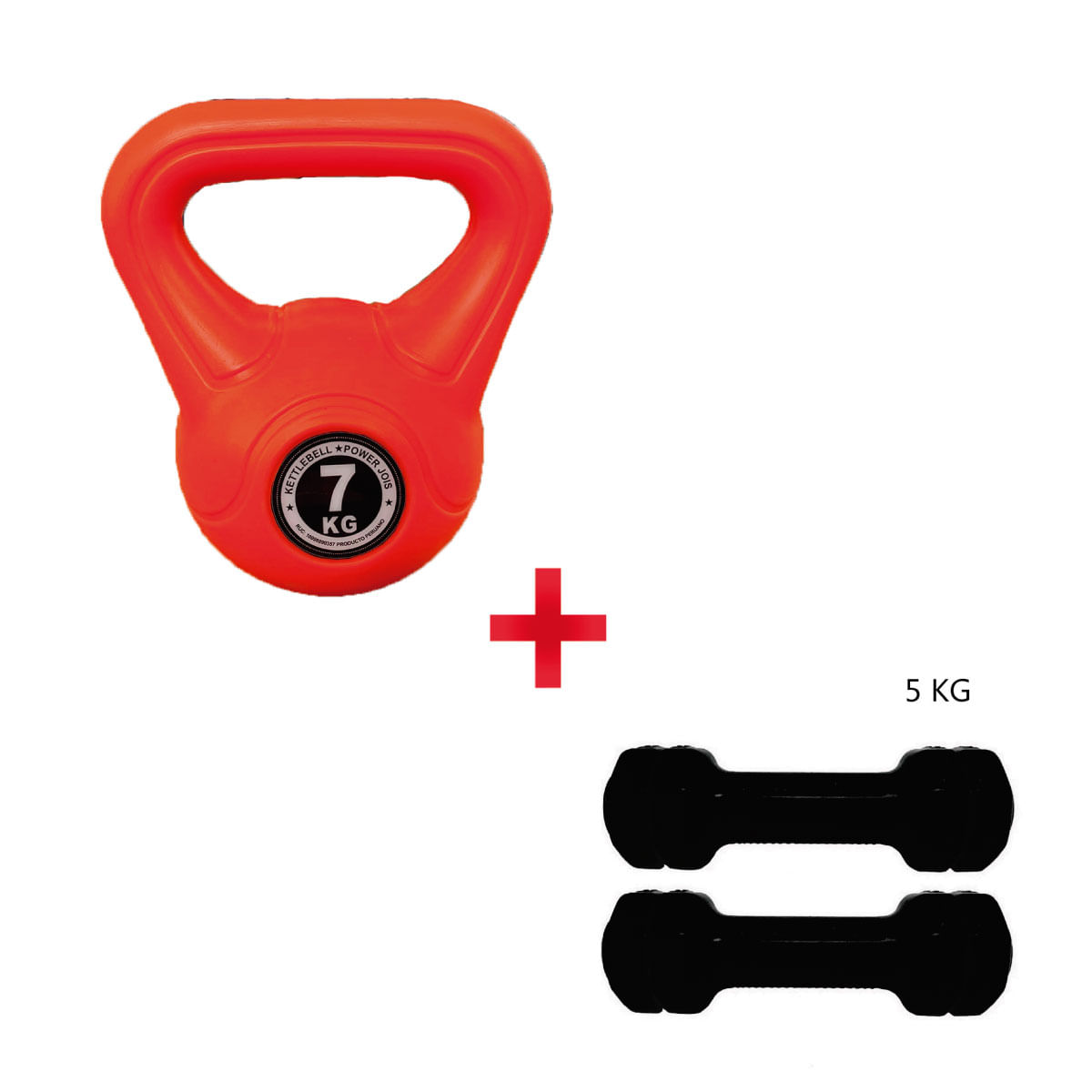 Pesa Rusa 7kg Anaranjada + Mancuernas 5kg