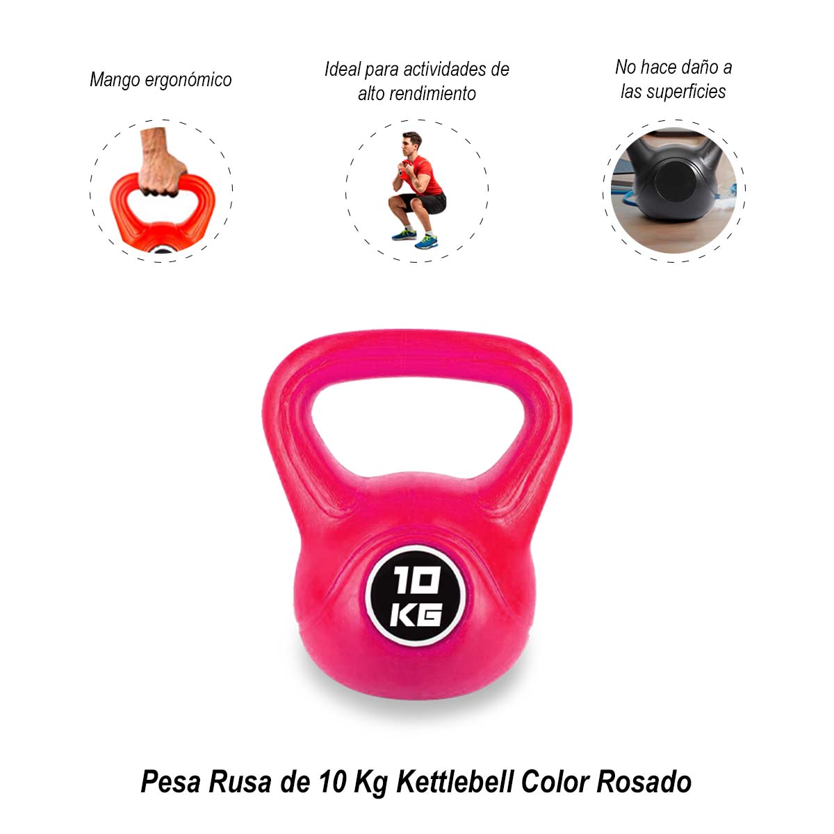 Pesa Rusa de 10kg Kettlebell Color Rosado