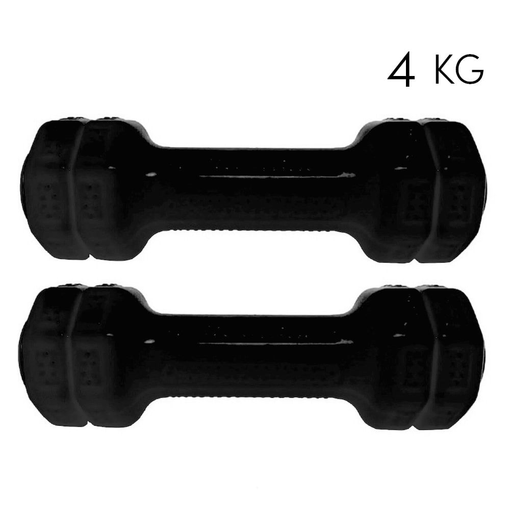 Par de Pesas Mancuernas Plastificadas x 4 kg Negro