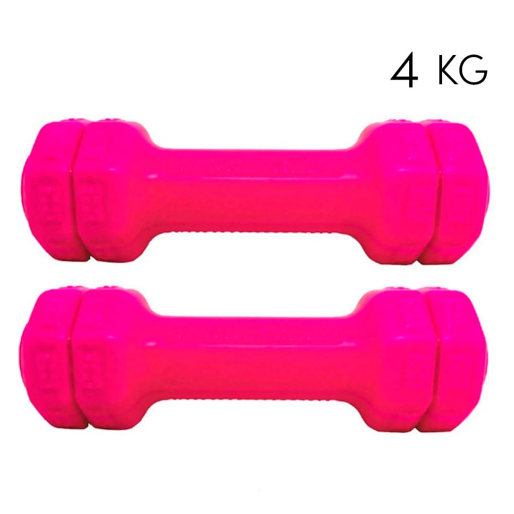 Par de Pesas Mancuernas Plastificadas x 4 kg Rosado