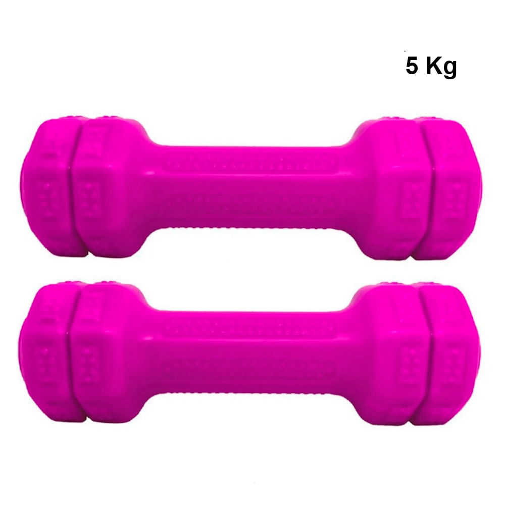 Par de Mancuernas Plastificadas x 5 kg Morado