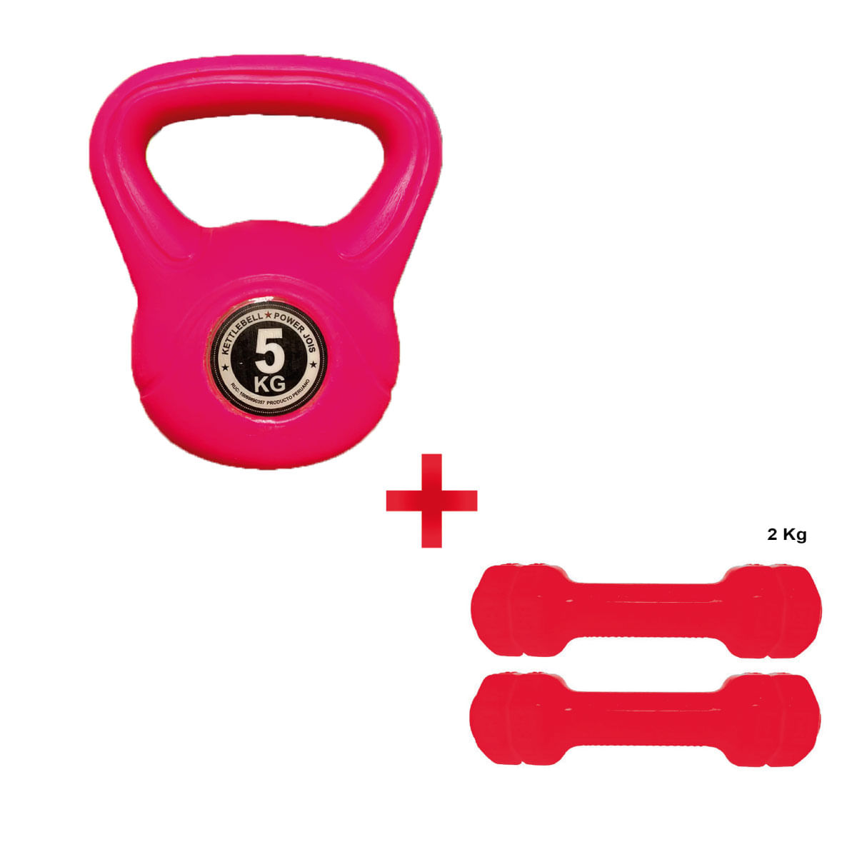 Pesa Rusa 5kg Rosada + Mancuernas 2kg