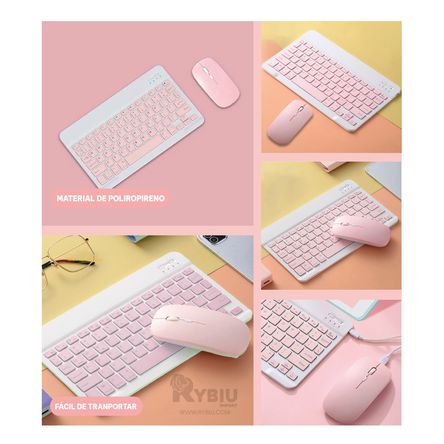 Kit Multi Dispositivo de Mouse y Teclado Rosado Y+Agendita