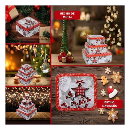 Caja para Decoracion Navideña de Franja Roja Estrellas Caja para Decoracion Navideña de Franja Roja Estrellas