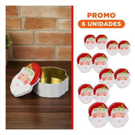 Pack6 Caja para Decoracion Navideña de Blanco a Cuadros