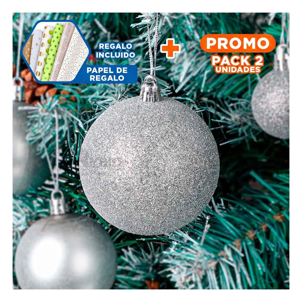 Pack2 Esferas Festivas con Mate Plateado Y+Papel de Regalo Pack2 Esferas Festivas con Mate Plateado Y+Papel de Regalo