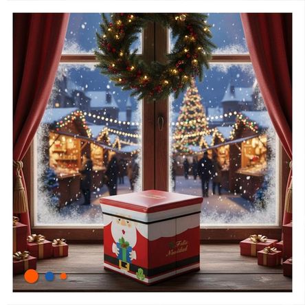 Caja Versatil de Navidad en Color Rojo Y+Guirnalda Nav.