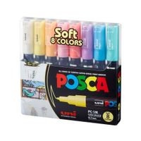 POSCA Pack PC-1M 8C Soft Color Nueva Presentación X8