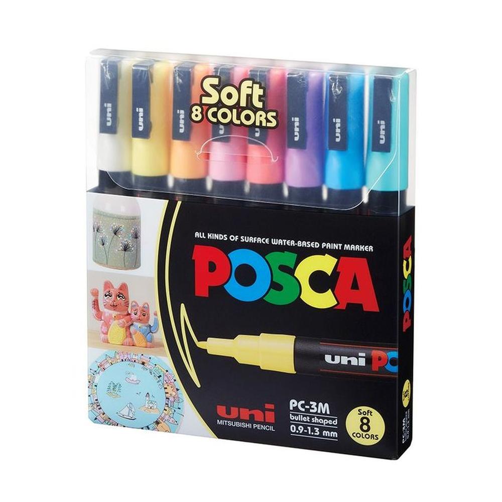 POSCA Pack PC-3M 8C Soft Color Nueva Presentación X8