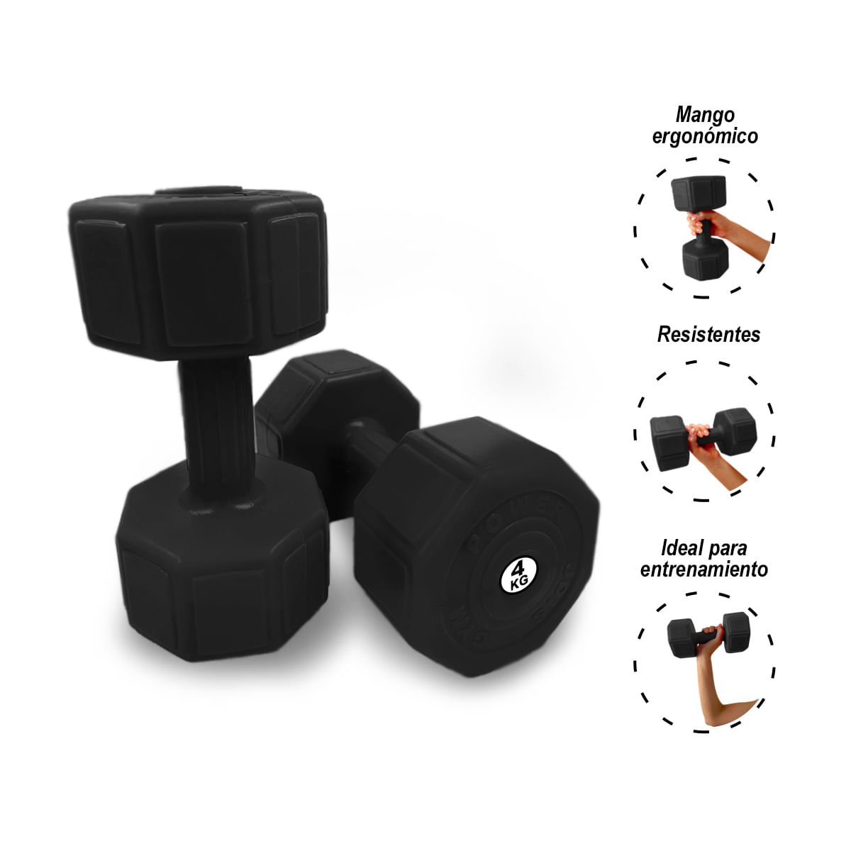 Mancuernas Negras 4 Kg