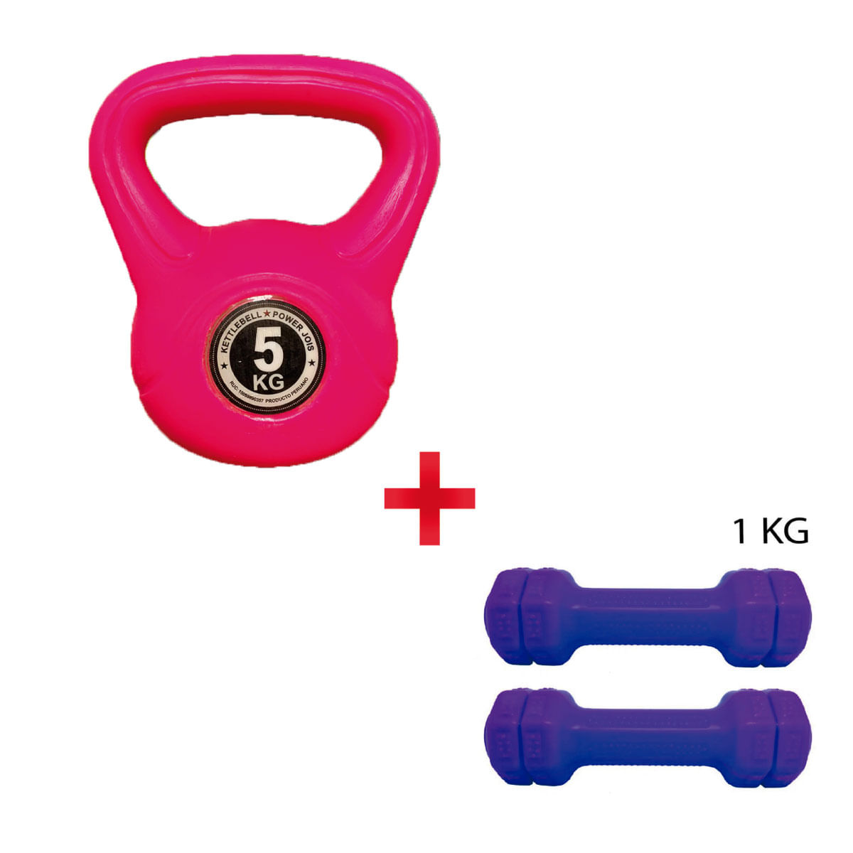 Pesa Rusa 5kg Rosada + Mancuernas 1kg