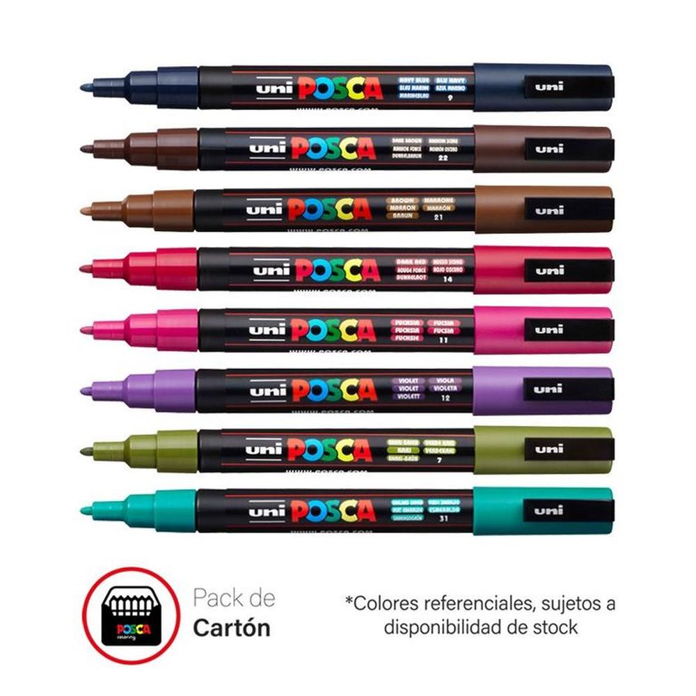 POSCA Pack PC-3M8P Estuche X8 Cálido